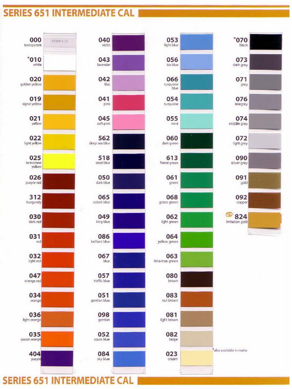 Oracal 651 Color Chart Pdf